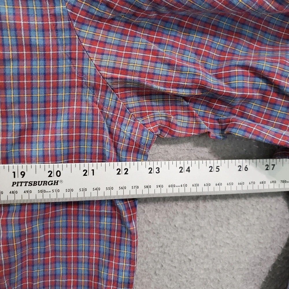 Ralph Lauren Men Button Up Shirt Large Red Plaid Logo Long Sleeve Collar READ